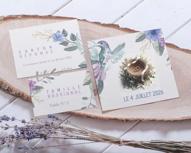 carte réponse, carte de table et faire-part de mariage Love&nutrition